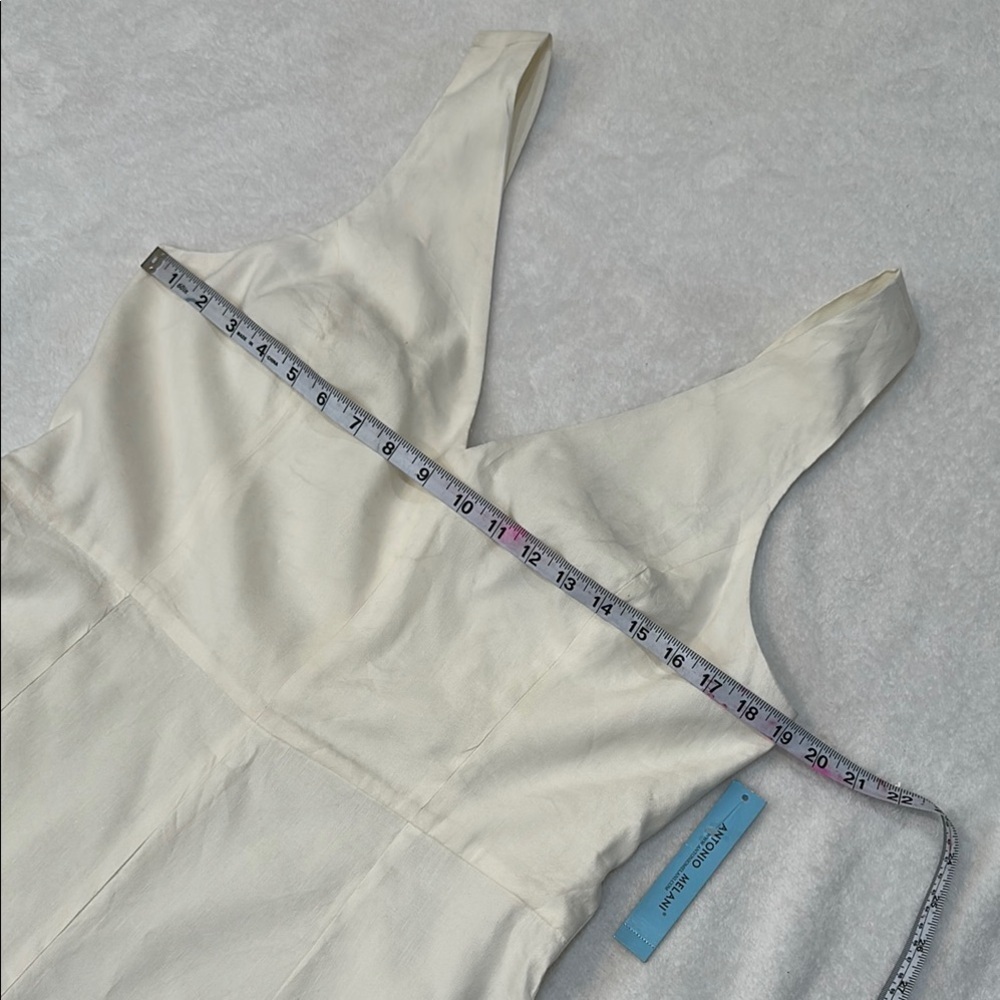 NWT ANTONIO MELANI Ivory Jumpsuit V-Neck Wide Leg Cropped Pants Size 12 - Picture 10 of 16